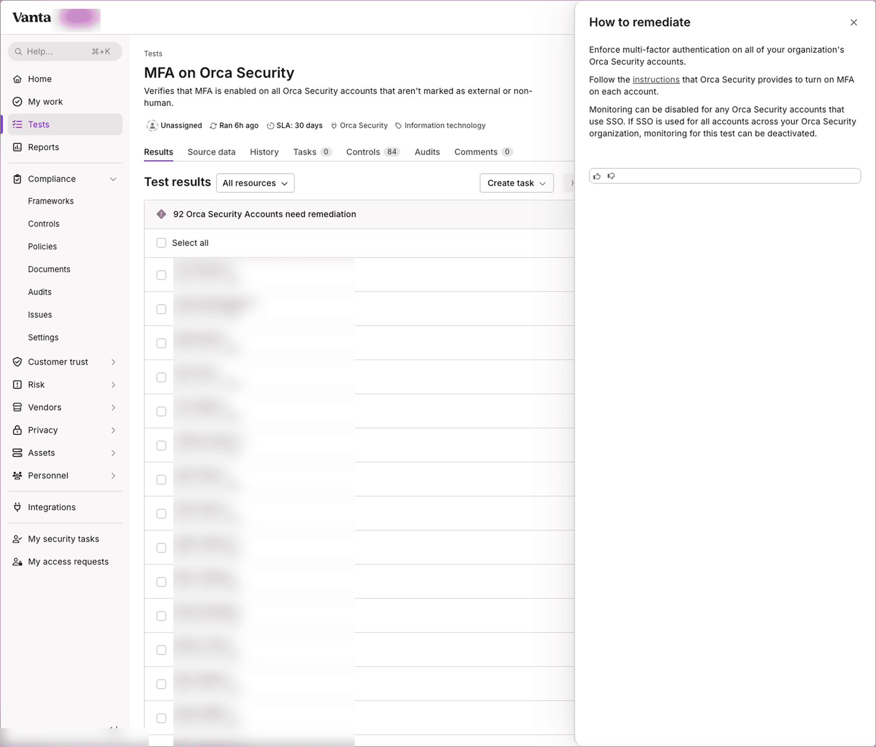 Generic remediation instructions in the earlier test-details interface